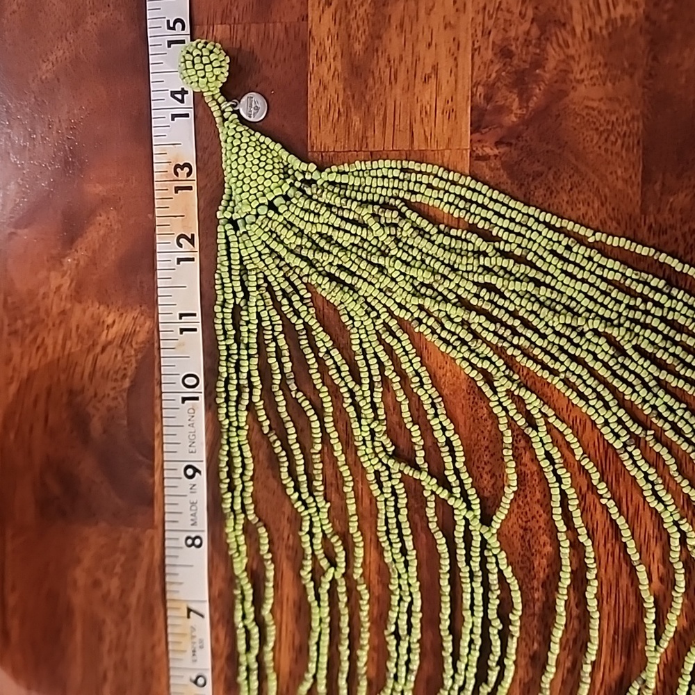 Ben Amun Vintage Rare Multi Strand Green Beaded Choker Bib Necklace - Picture 6 of 7